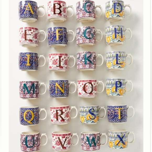 Anthropologie Blockprinted Monogram Mug "R" - Picture 3 of 10